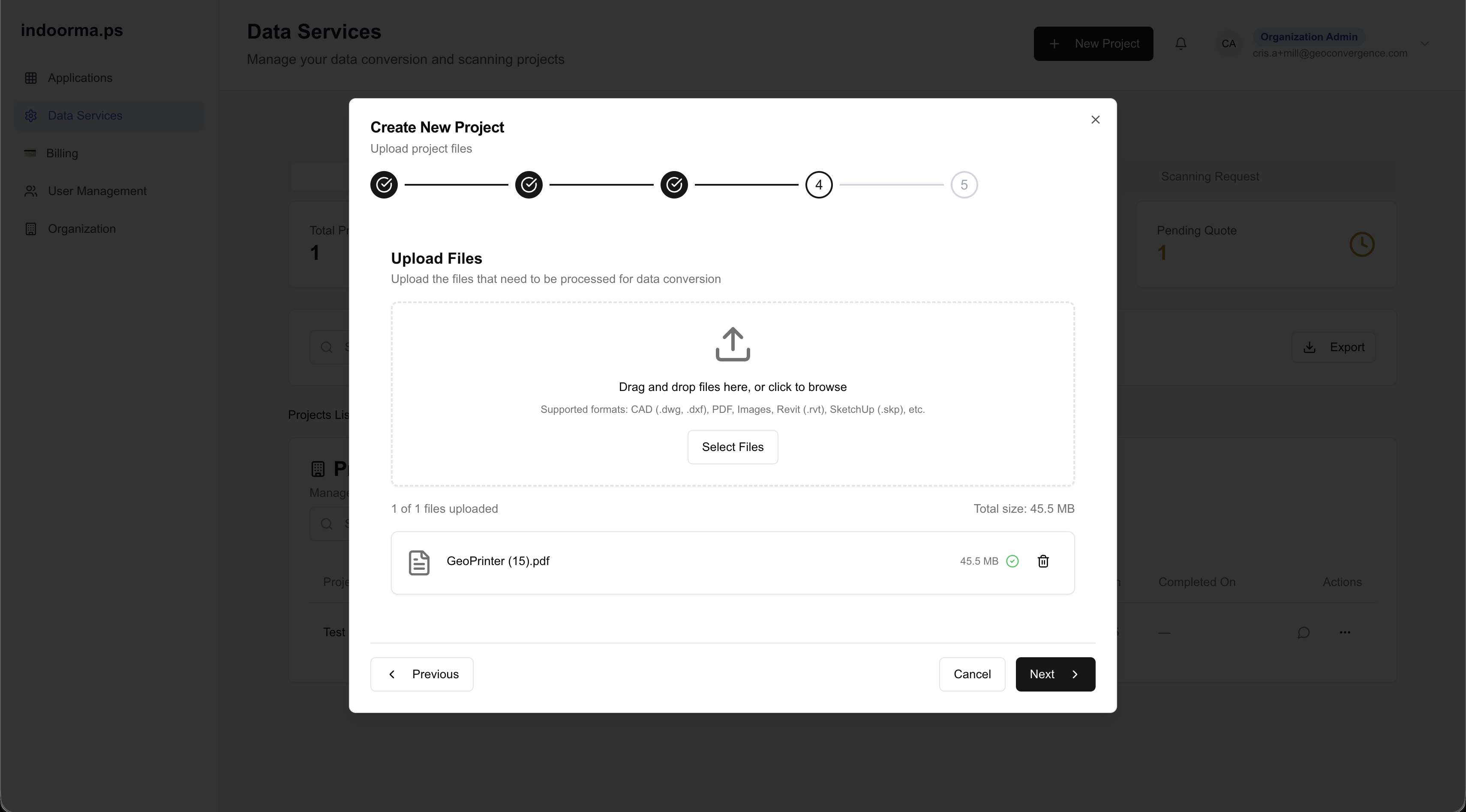 FacilitEase: Uploading CAD, PDF and image files for conversion