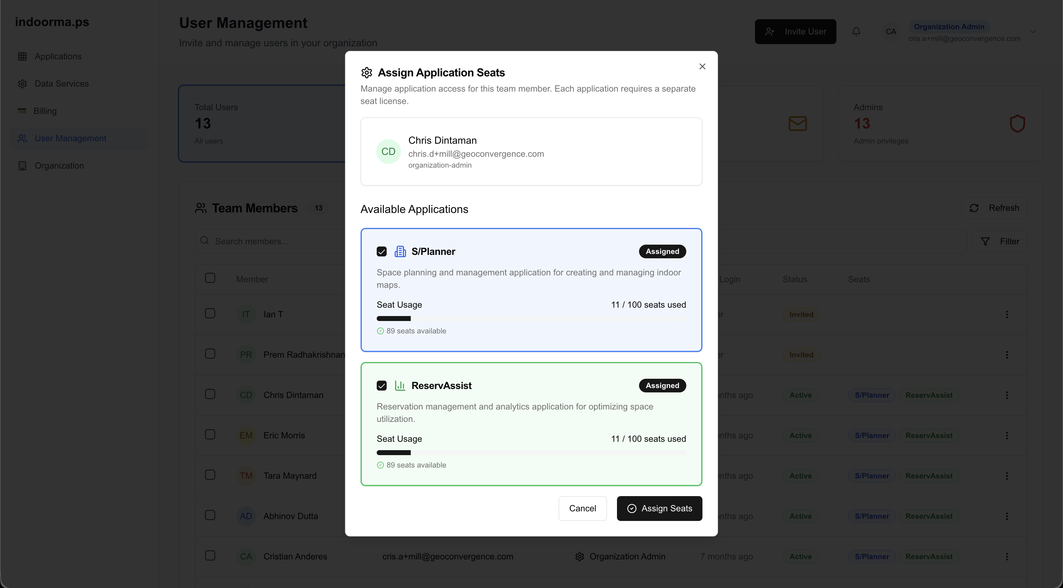 FacilitEase: Assigning application seats to team members